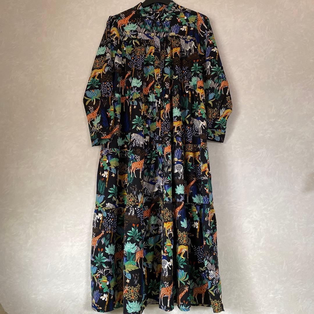 【匿名配送　即日配送】動物柄長袖　ロングワンピース　シャツ cm