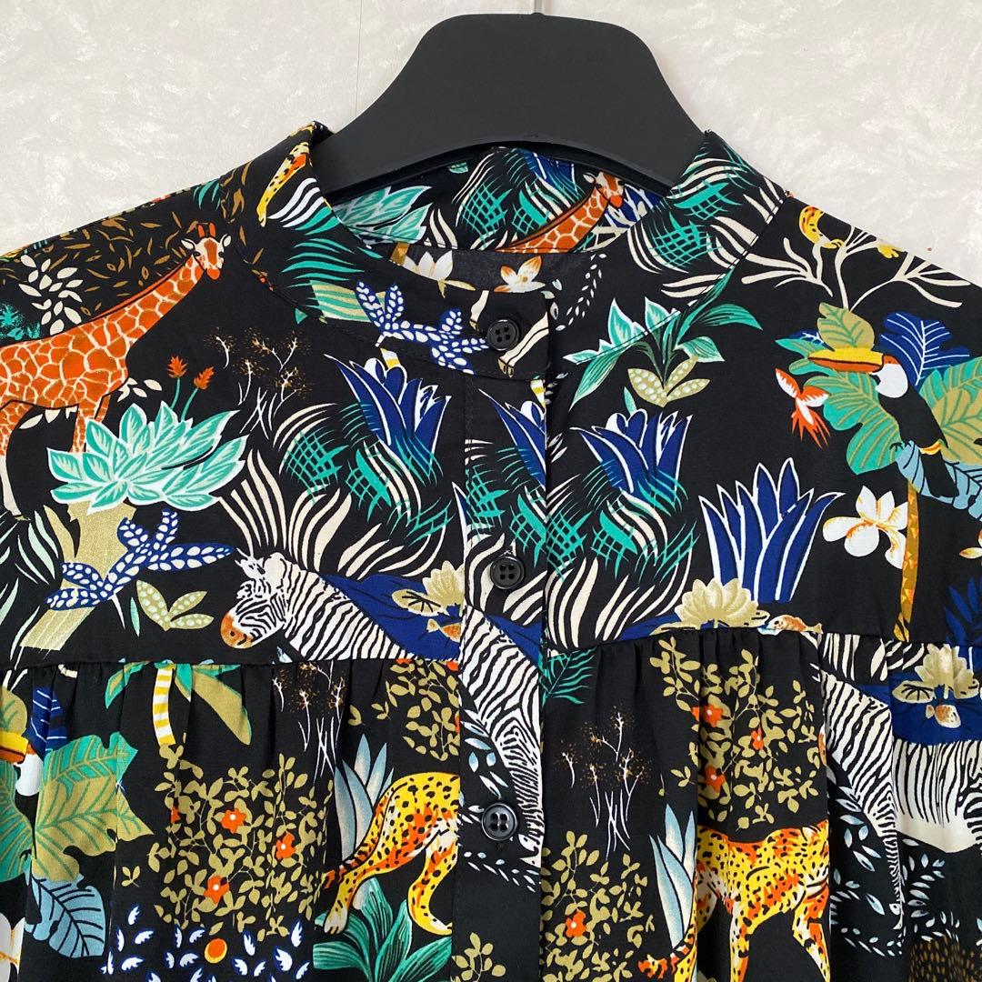 【匿名配送　即日配送】動物柄長袖　ロングワンピース　シャツ cm