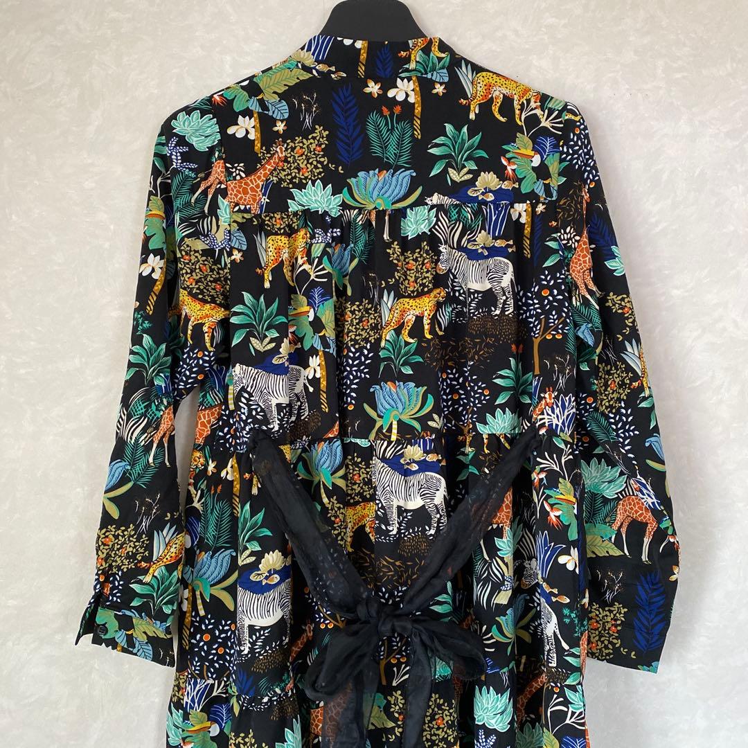 【匿名配送　即日配送】動物柄長袖　ロングワンピース　シャツ cm