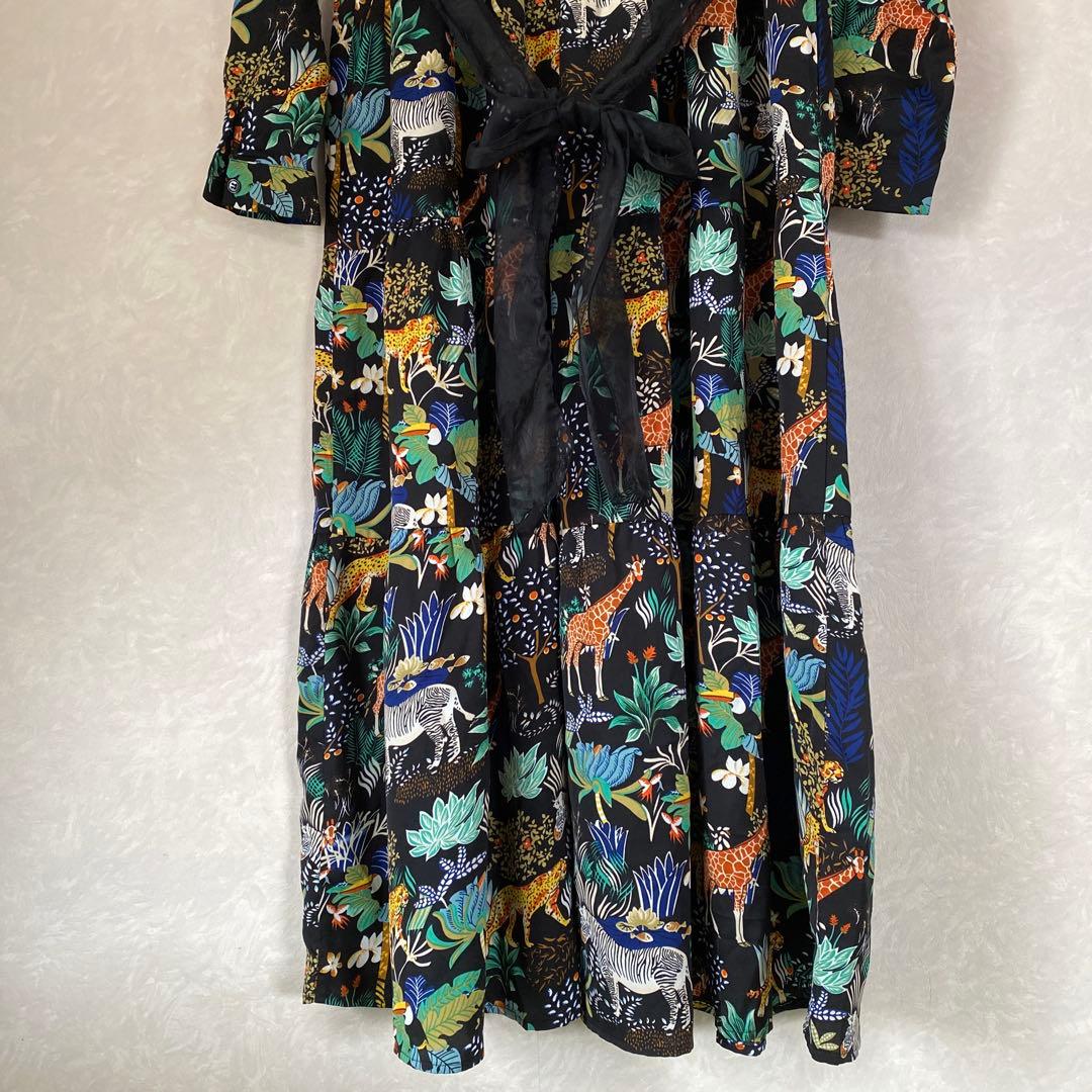 【匿名配送　即日配送】動物柄長袖　ロングワンピース　シャツ cm