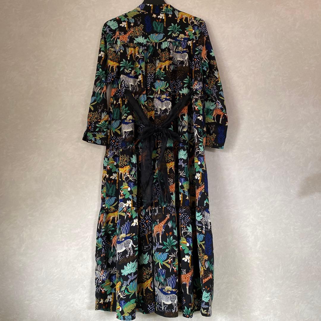 【匿名配送　即日配送】動物柄長袖　ロングワンピース　シャツ cm