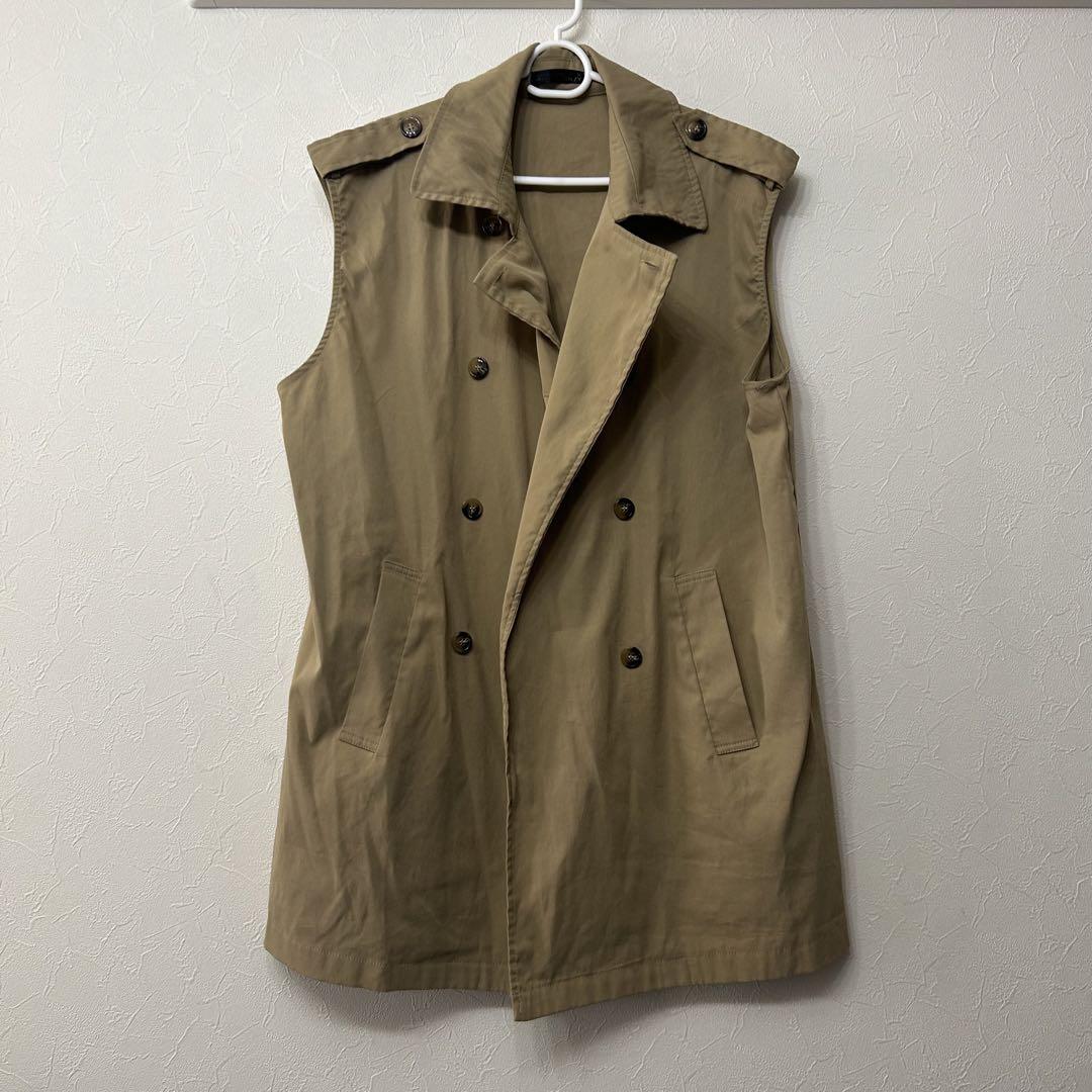 春先取りの ベージュ ベスト90sヴィンテージ ダブルブレスト ノースリーブ トップス