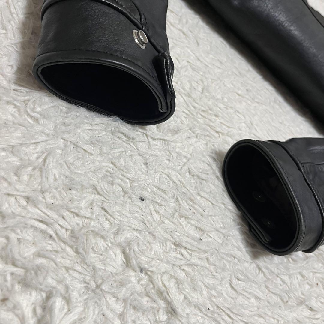 現行極美品 Schott レザージャケット L ライダース チェック 黒 メンズ