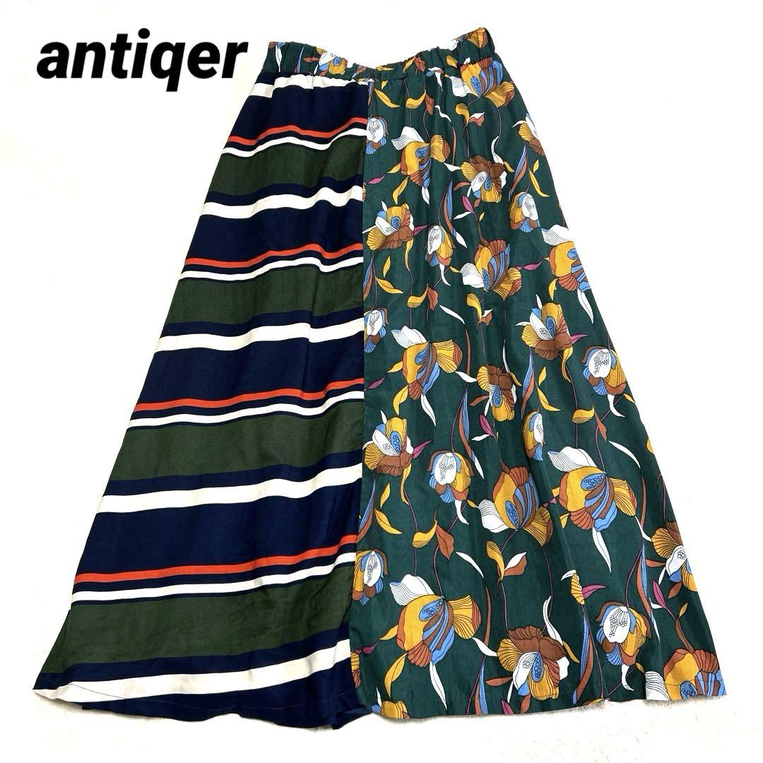antiqer 総柄ロングスカート サイズF ウエストゴム