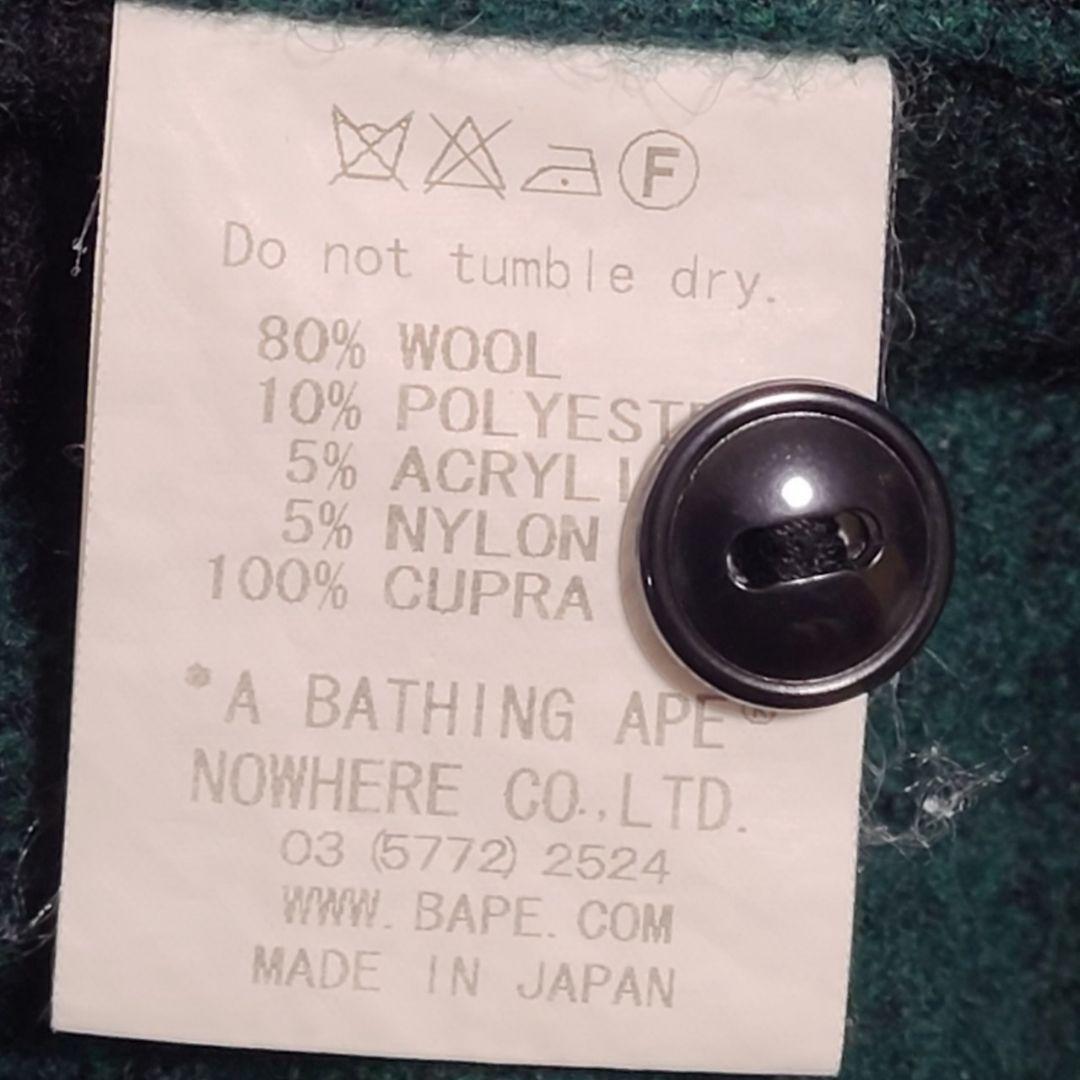 エイプ APE ヘビー ネルシャツ チェック シャツ ウール L 長袖 緑 黒