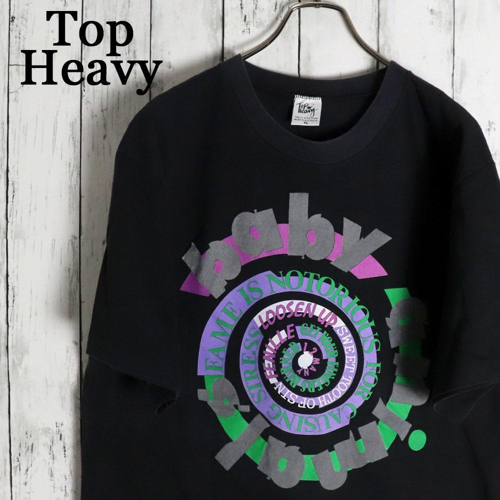 90s TOPHEAVY オーストラリア製 渦巻き柄 メッセージプリントTシャツ