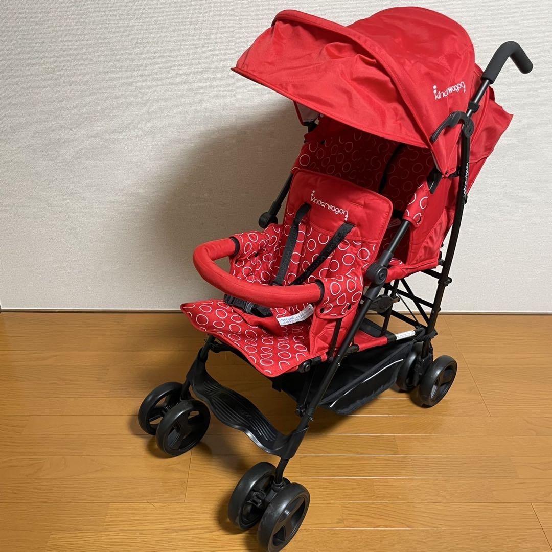 日本育児　キンダーワゴン　二人乗りベビーカー　DUO シティ　HOP レッド