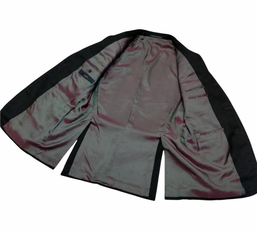 ジャケット 美品 3B シングル ダークグレー 玉虫色 jBUKu-m40531164721 GUCCI スーツ セットアップ トにてご