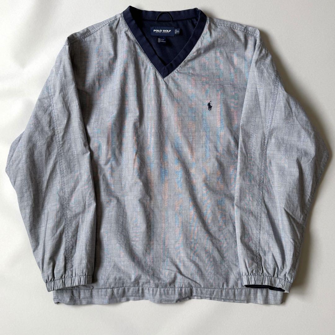 Polo Golf ポロ　ゴルフ　チェックVネックナイロンジャケット XL