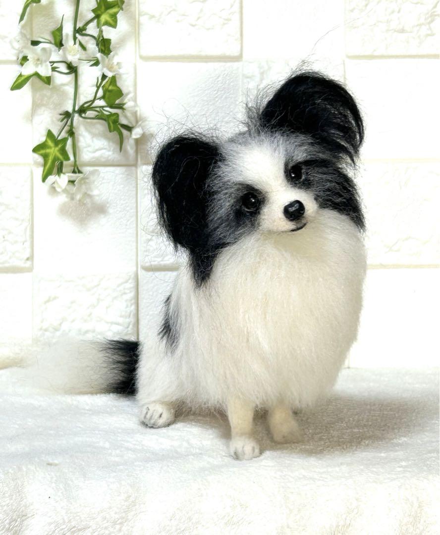 羊毛フェルト パピヨン ハンドメイド 犬 羊毛フェルト