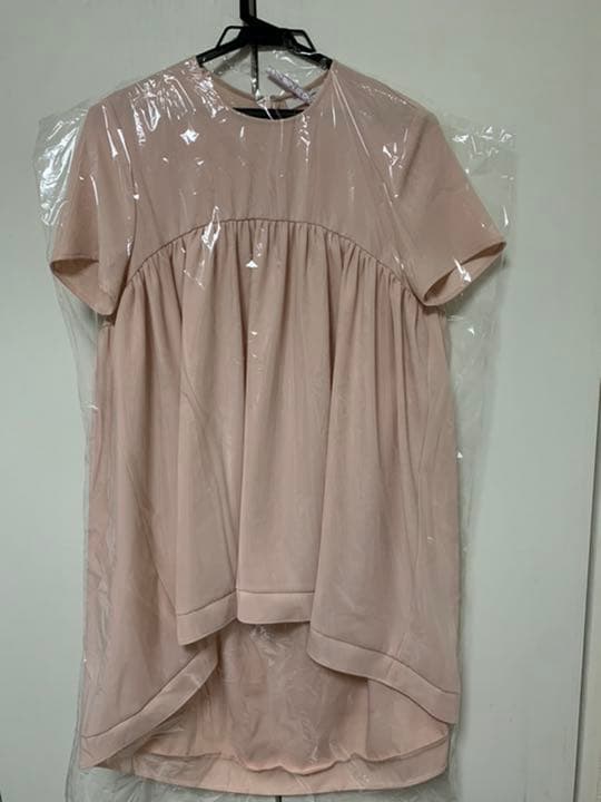 yokochan ピンク　ハーフスリーブヘムフレア　ブラウス 