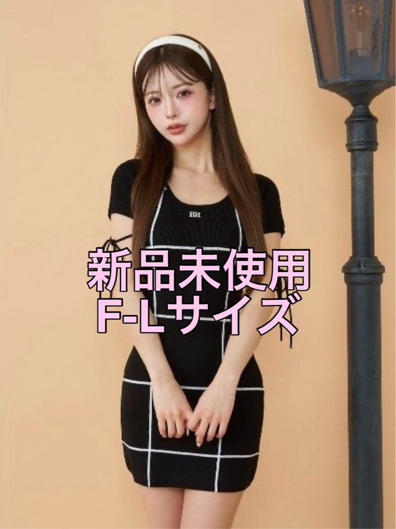 Darich バックオープンステッチニットミニワンピース