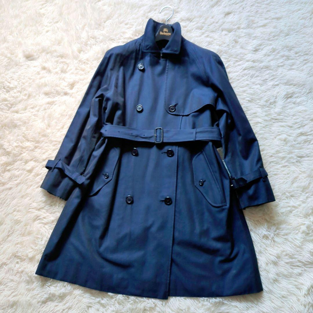 美品 バーバリーズ トレンチコート ノバチェックライナー付き ネイビー　S-L