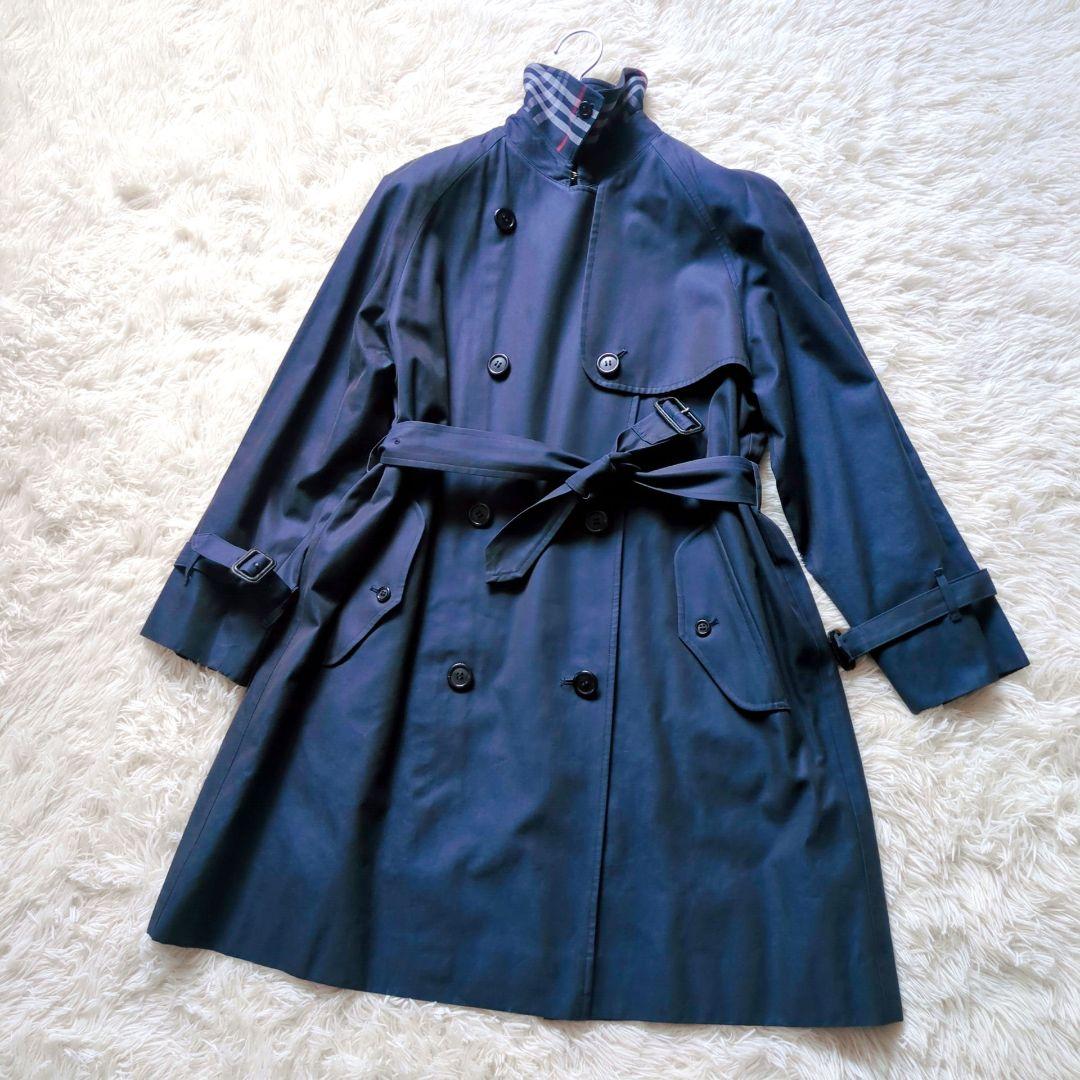 美品 バーバリーズ トレンチコート ノバチェックライナー付き ネイビー　S-L