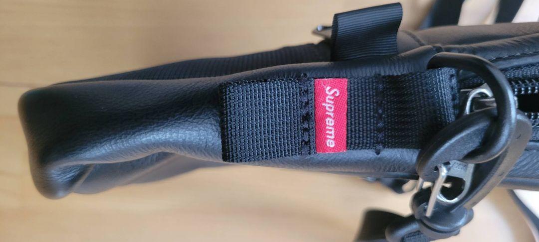 Supreme　ノースフェイス　レザーショルダーバック　黒　ボックスロゴ