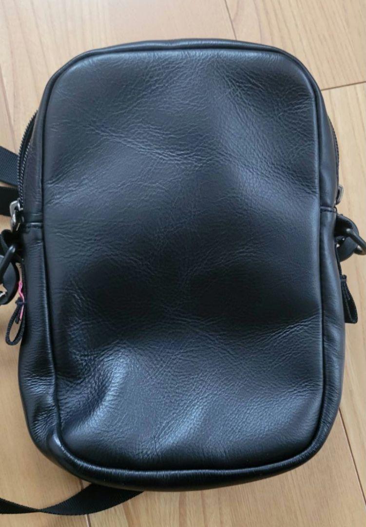 Supreme　ノースフェイス　レザーショルダーバック　黒　ボックスロゴ