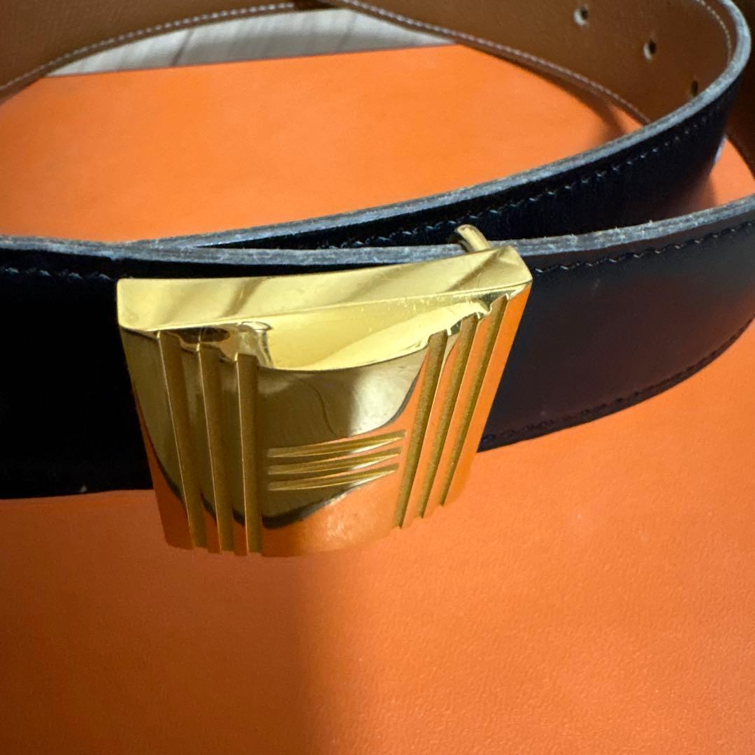 HERMÈS カデナバックル ベルト ゴールド×ブラック ブラウンHERMES