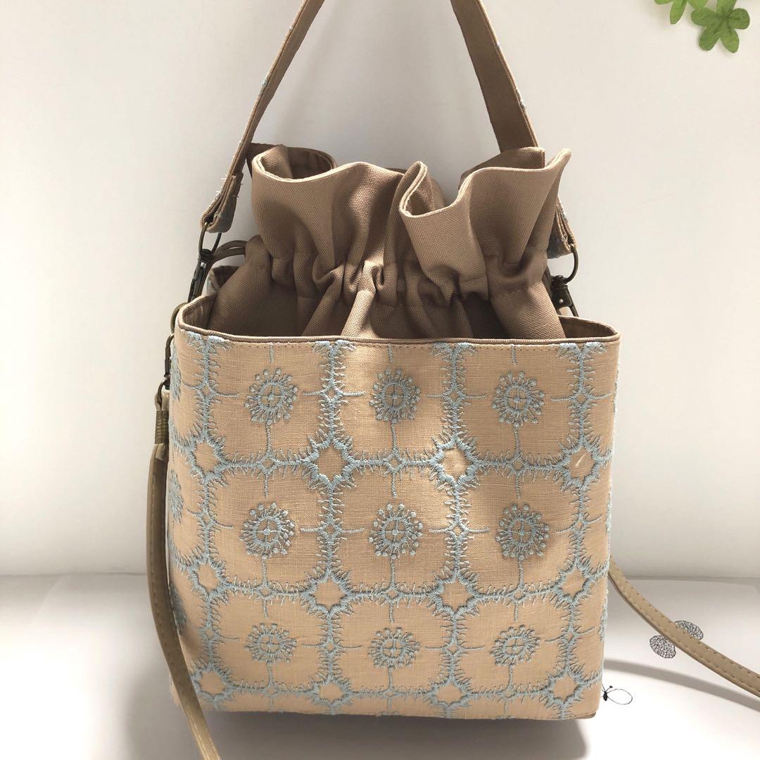 専用」ミナペルホネンキューブ巾着バッグ ハンドメイド - バッグ