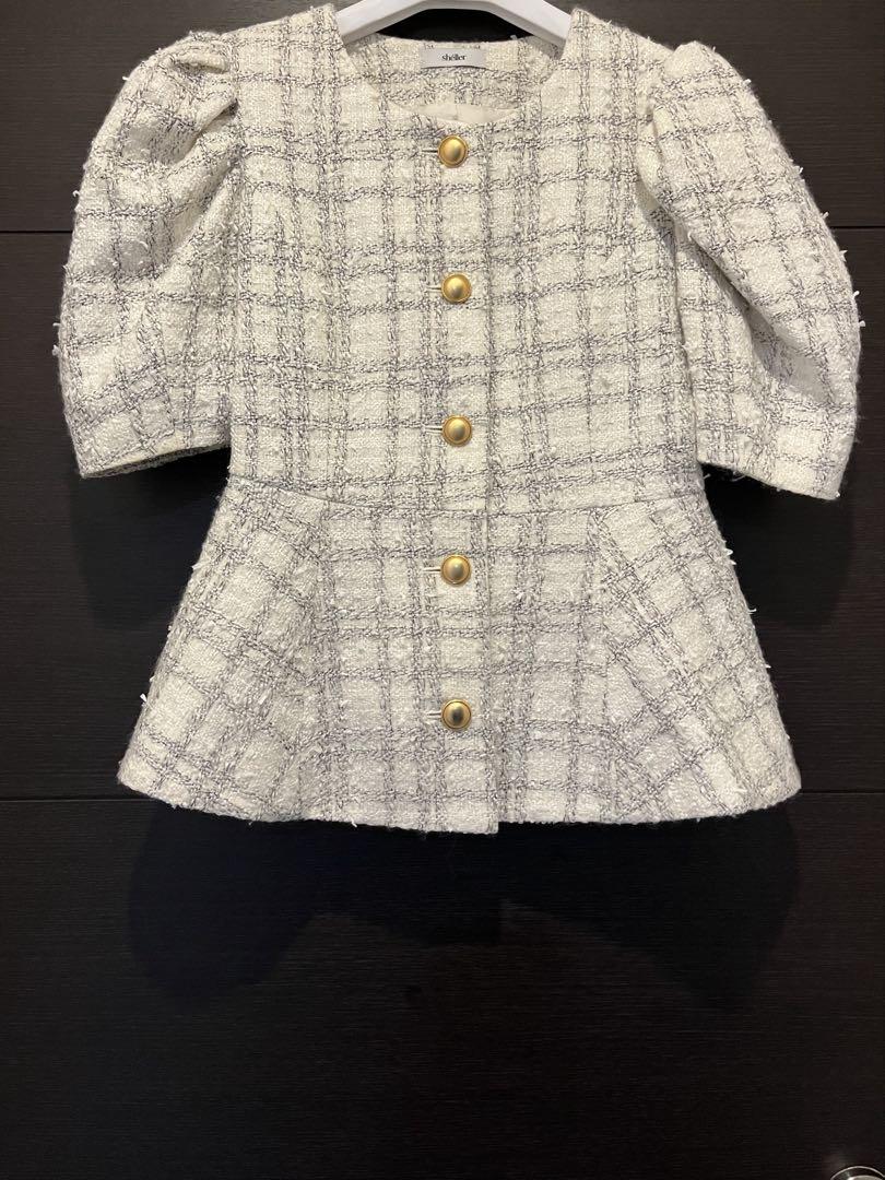 sheller シェリエ クルーブツイードトップス パフスリーブ