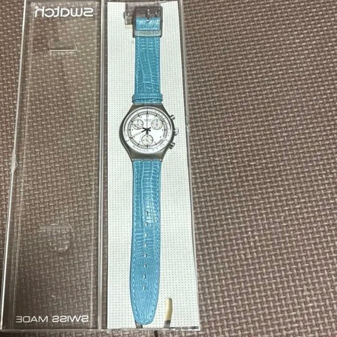 【電池切れ/未使用品】Swatch スウォッチ クォーツ 腕時計 白文字盤 レザ