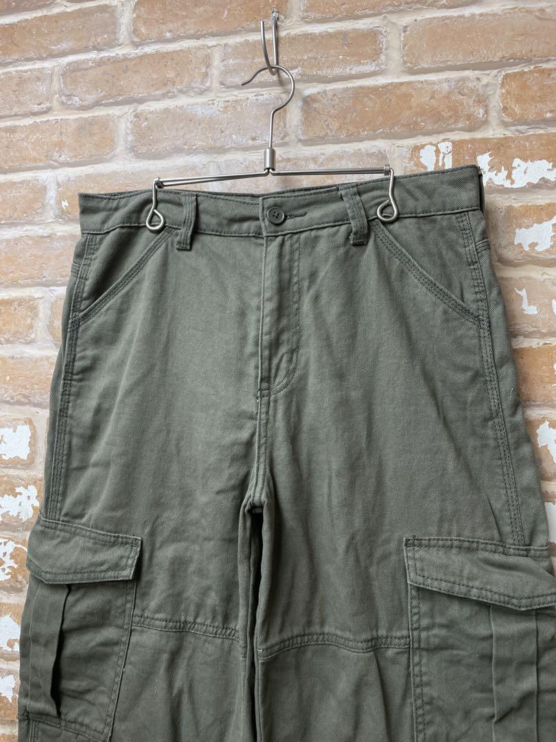 古着　カーゴパンツ ミリタリー　カーキ　緑　オーバーサイズ　軍パン　ダブルニー