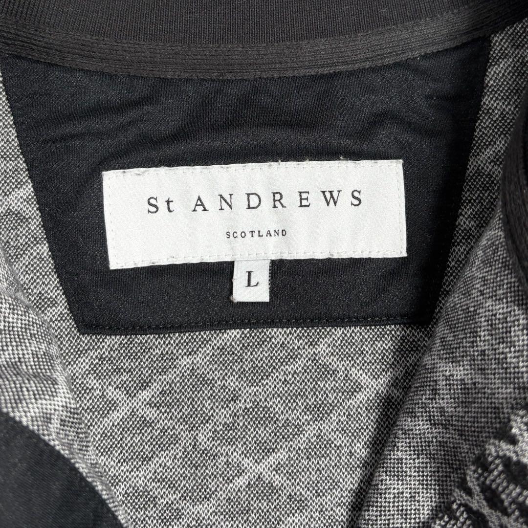 美品St ANDREWSセントアンドリュース 黒 ブラック ゴルフ 総柄 L