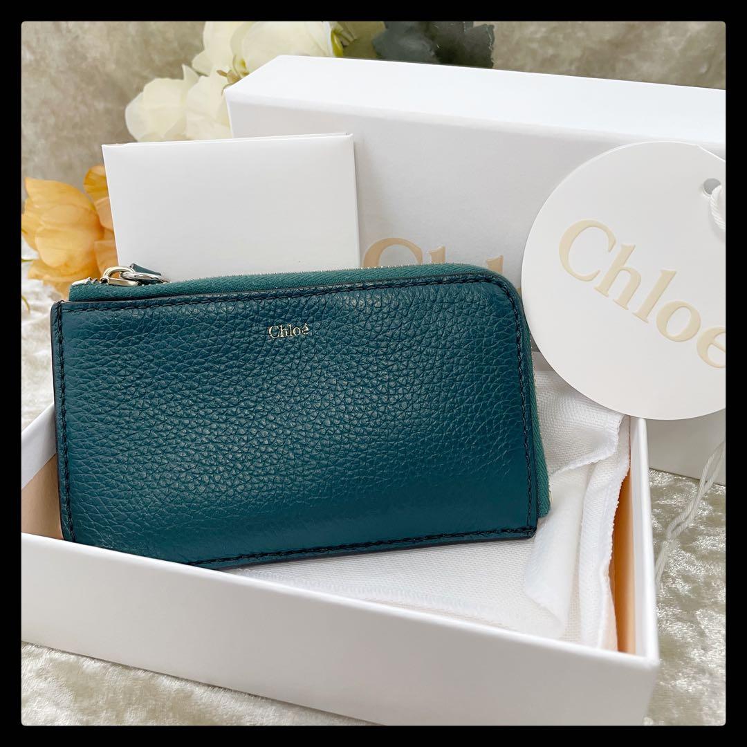 希少✨ クロエ フラグメントケース グリーン レザー 本革 ミニ財布 Chloe小物