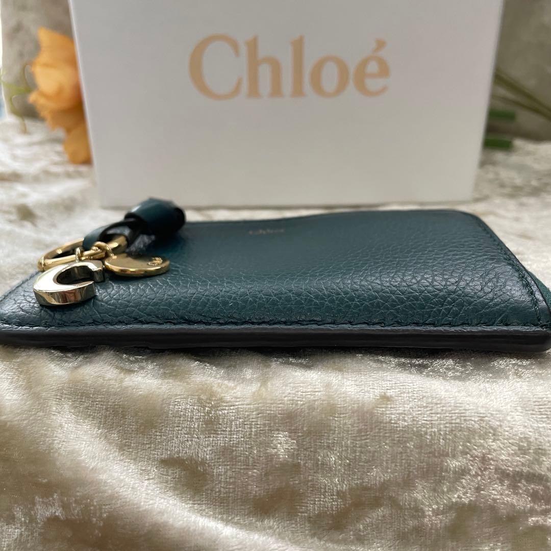 希少✨ クロエ フラグメントケース グリーン レザー 本革 ミニ財布 Chloe