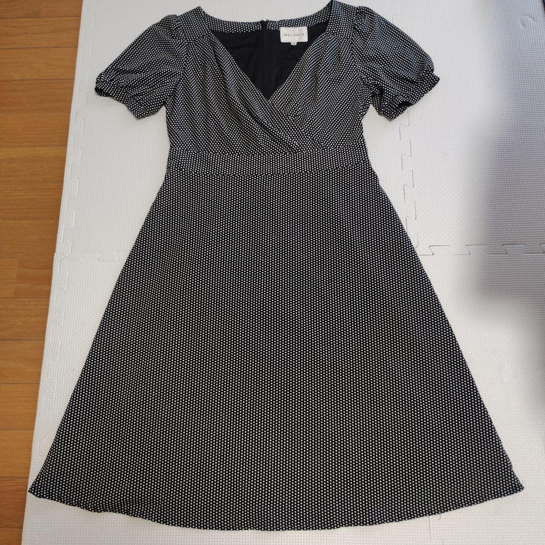 MELROSE ドット柄 半袖ひざ丈ワンピース