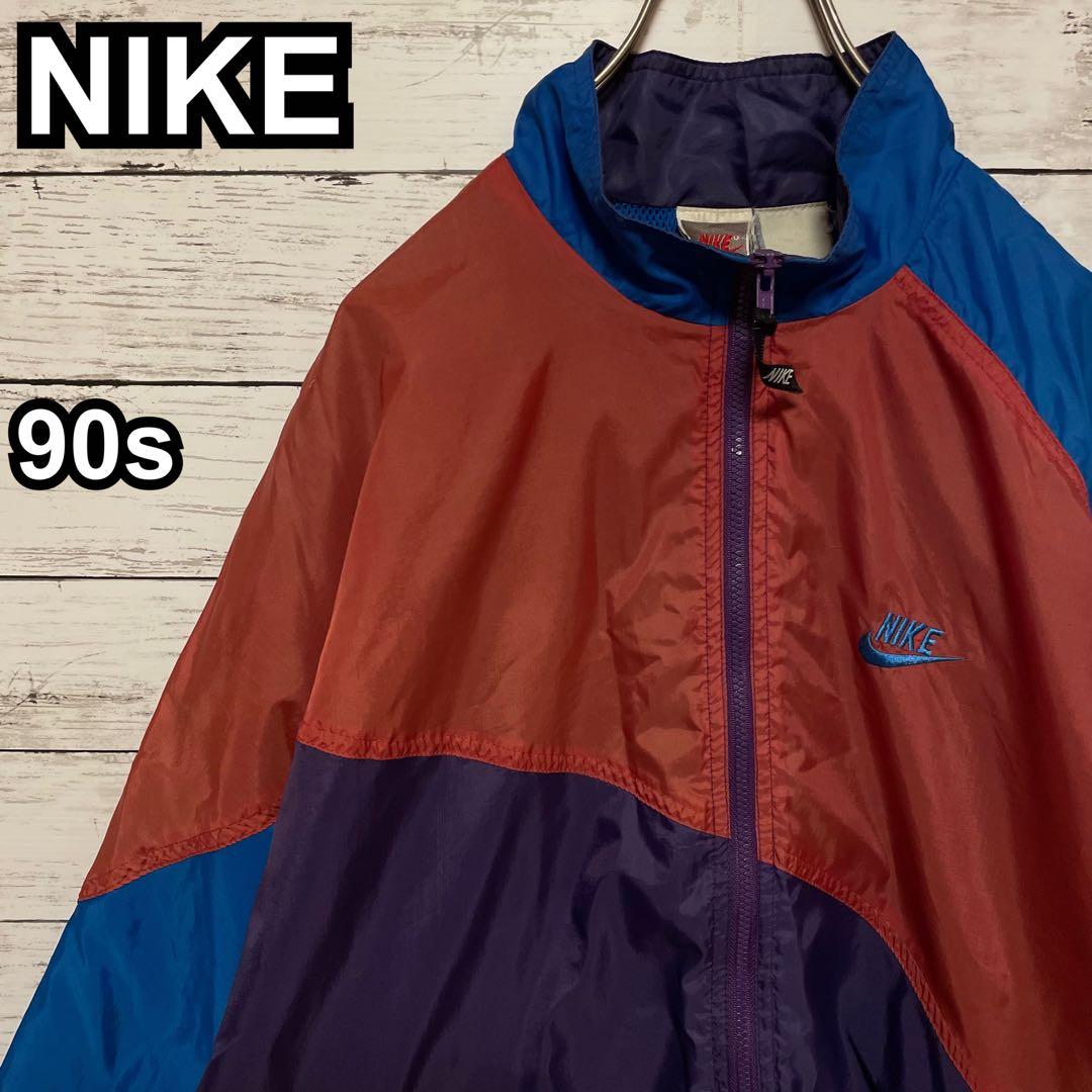 950【入手困難】ナイキ♤刺繍ロゴ　90s 銀タグ　ナイロンジャケット　XL相当