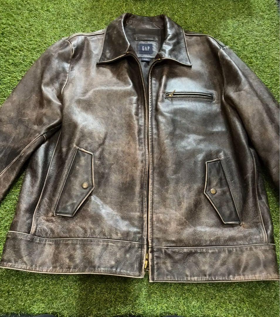 GAP レザージャケット XL/TG ダークブラウン