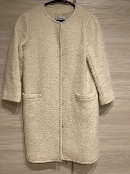 ロングコート ノーカラーコート　spick&span Nobleホワイト