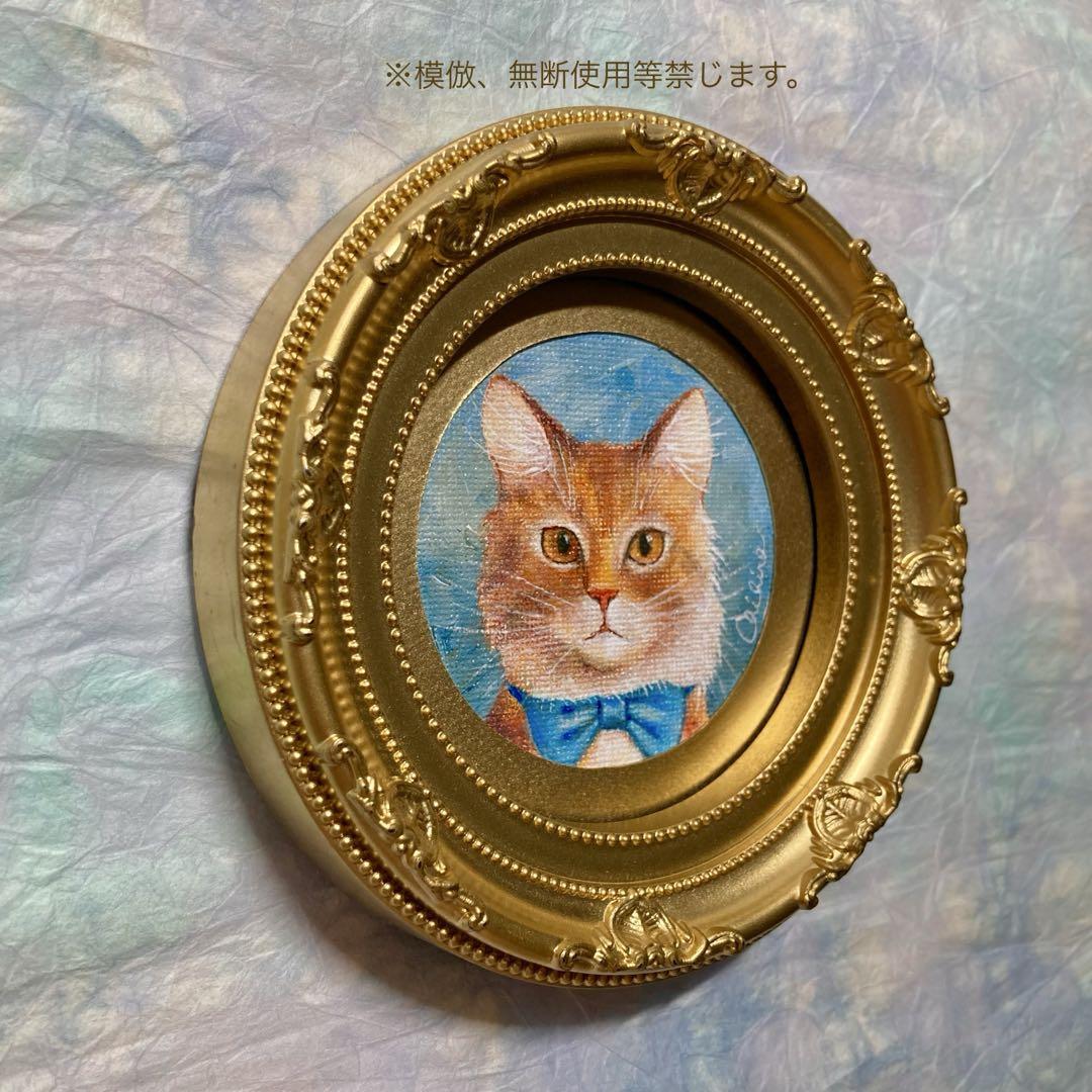 絵画 猫 アクリル画 アンティーク ヨーロピアン 猫の絵 インテリア プレゼント