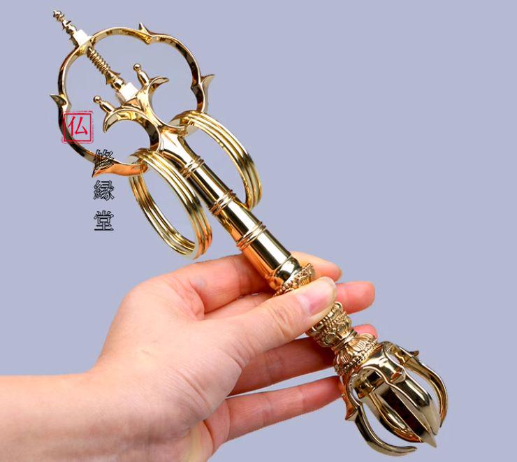 【修縁堂】密教法具 銅器 五鈷杵 開運厄除 仏教工芸品 修縁堂】密教法具 真言宗 法器 錫杖 五鈷杵 密教法具古美術品