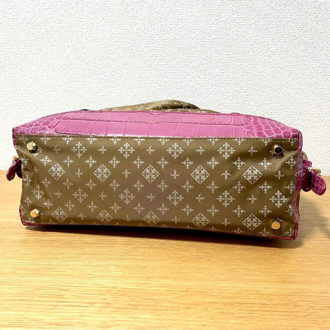 russet ラシット トートバッグ クロコ型押し レザー ピンク