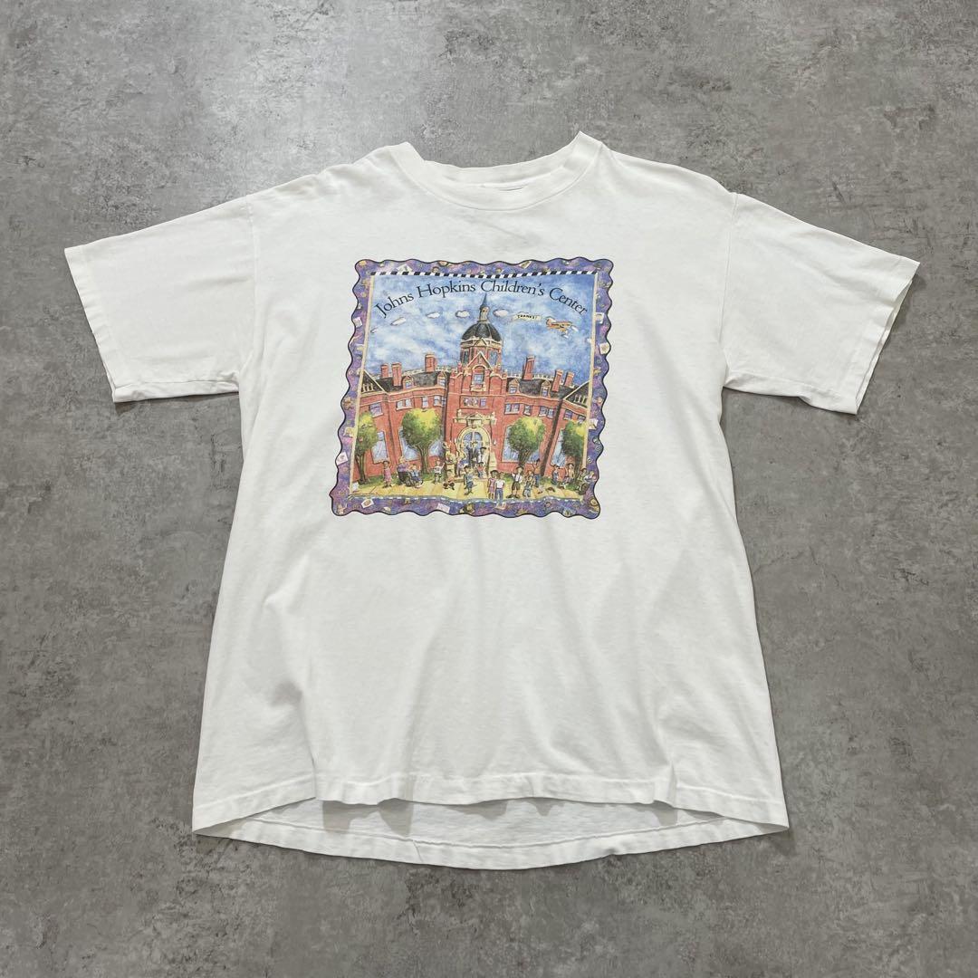 90s.USA製 子供 アート Tシャツ ホワイト L【ST923】