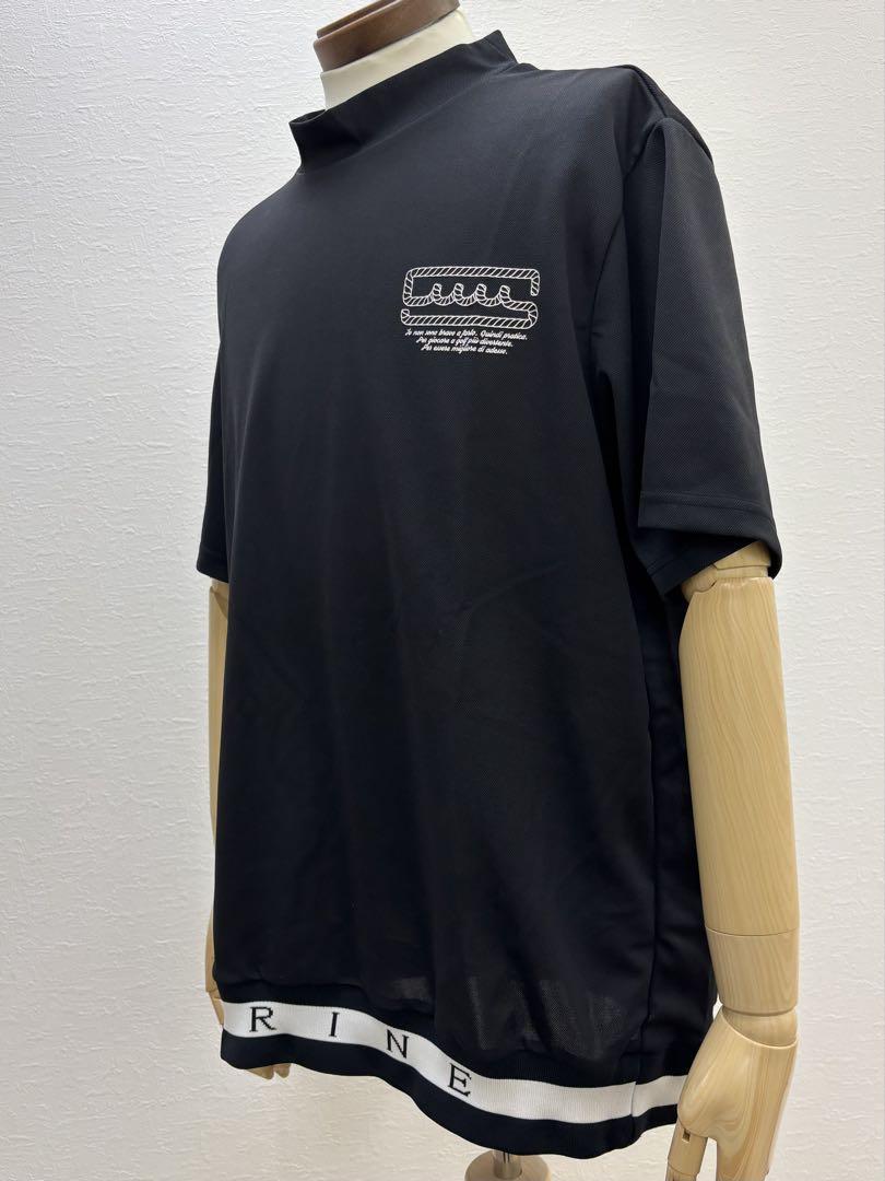 muta MARINE ヘムリブ モックネックシャツ (ROPE) ブラック
