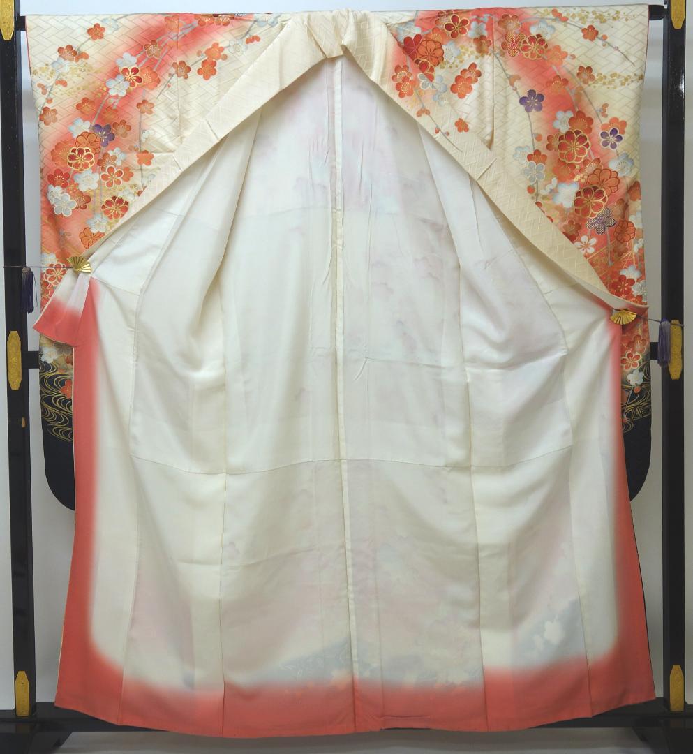 508z27〇紅型振袖 松竹梅 オシドリ 辛子色〇美品 成人式 結婚式