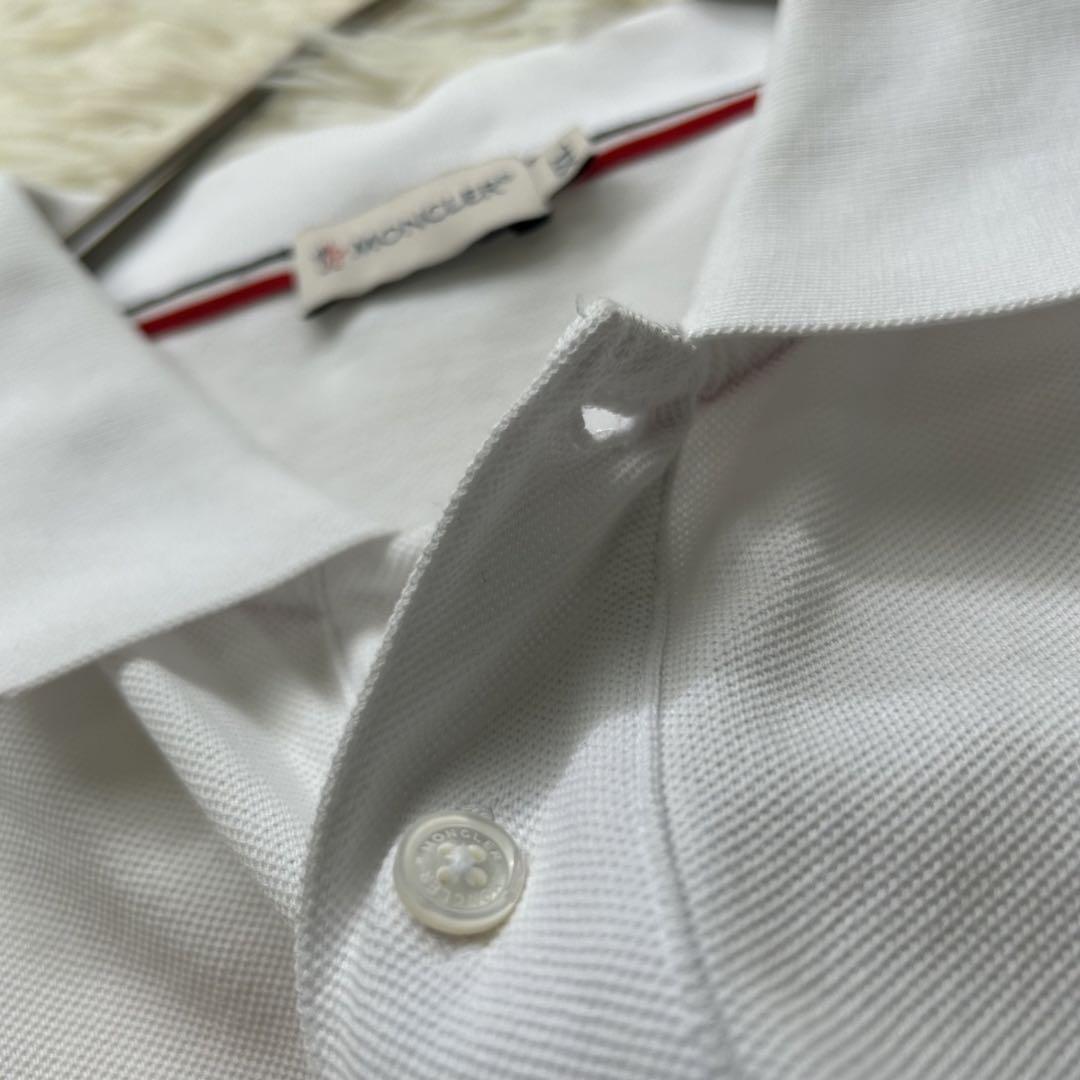 【美品✨】モンクレール XL 刺繍ロゴ ポロシャツ 白 MAGLIA POLO 画像8