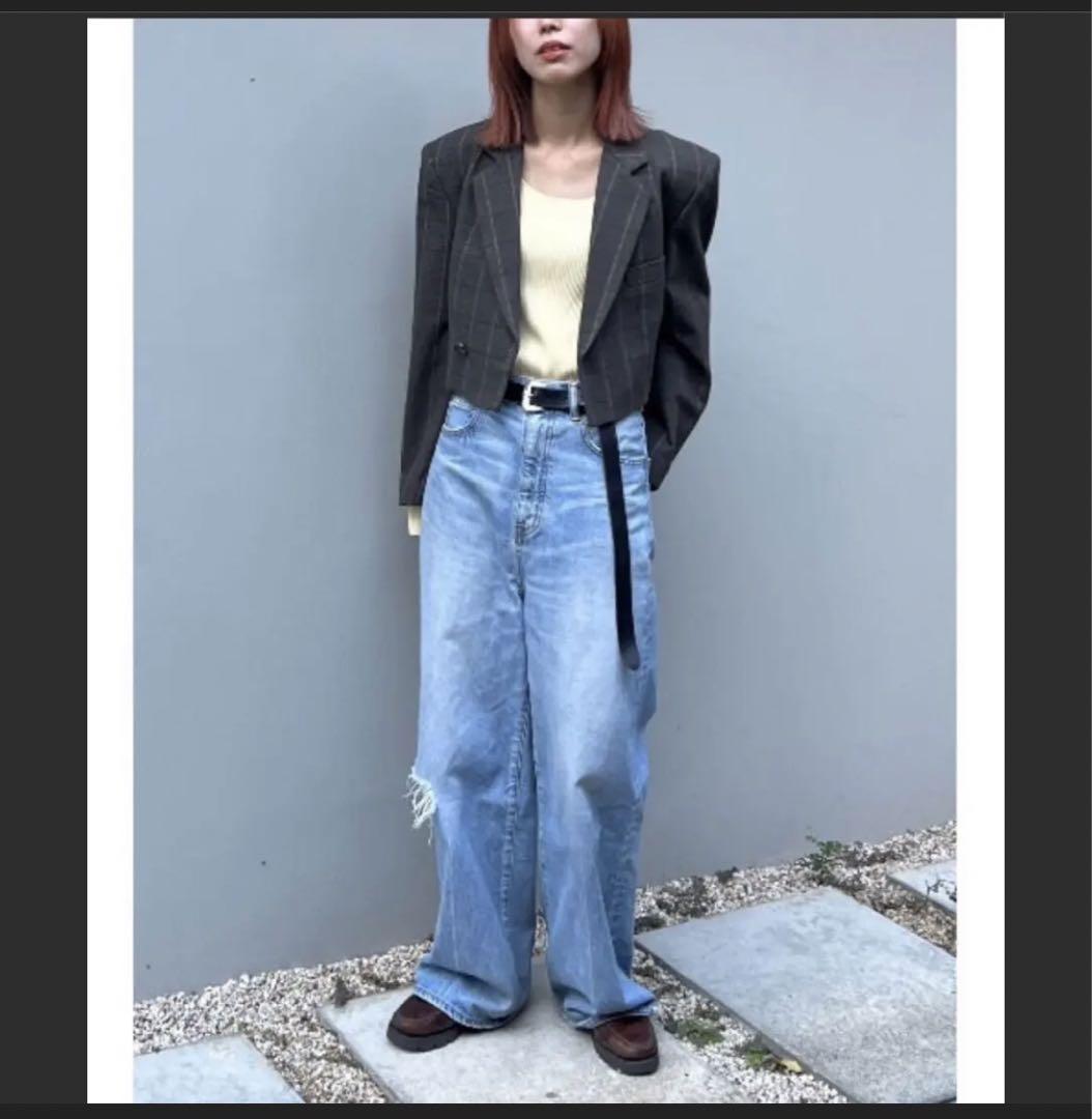新品BLACK BY MOUSSYルーズストレートクラッシュデニムblkby