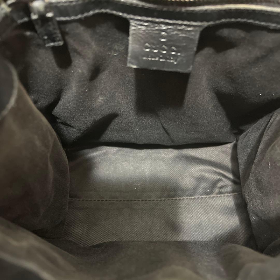 ◇ 美品GUCCI グッチ ショルダーバッグ GGキャンバス×レザー ブラック◇