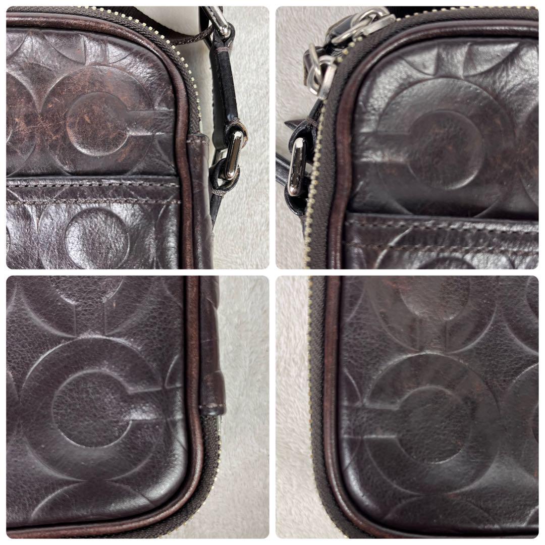 こうじ　良品 COACH ショルダーバッグ オールレザー オプアート 総柄