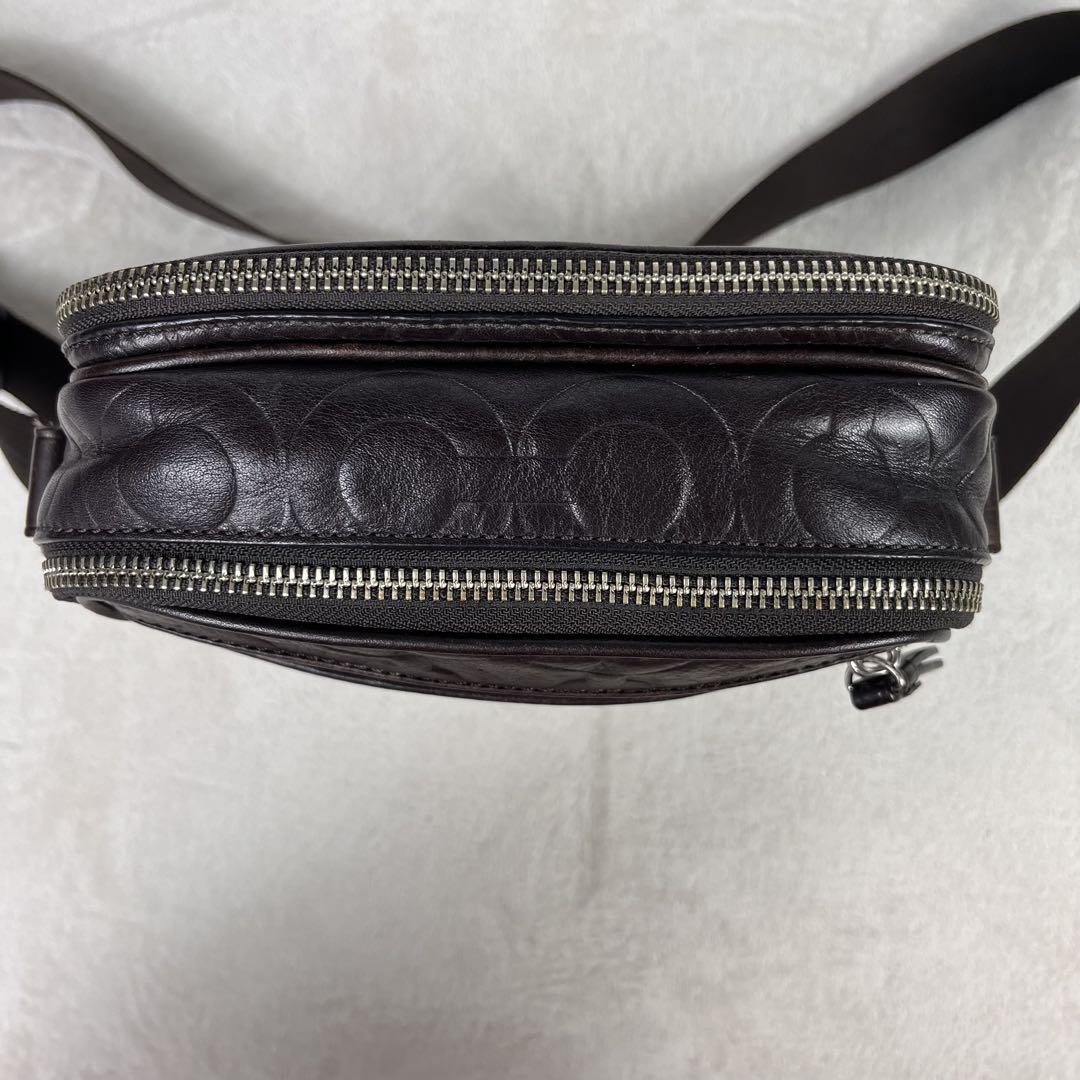 こうじ　良品 COACH ショルダーバッグ オールレザー オプアート 総柄