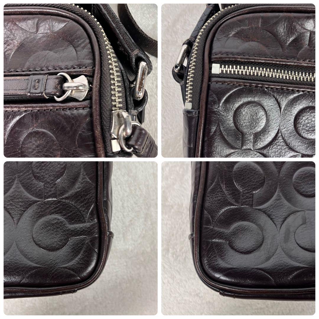 こうじ　良品 COACH ショルダーバッグ オールレザー オプアート 総柄