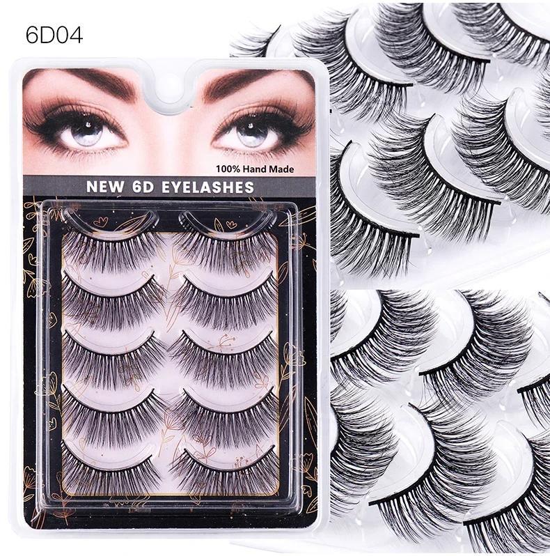 Faux Mink Lashes,つけまつげ,6D04,5ペア,黒色,まつ毛