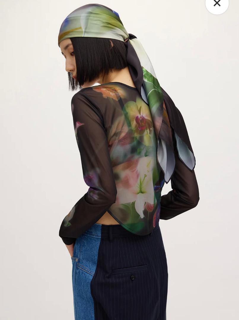 トップス 2WAY SMOKE FLOWER SHEER TOP