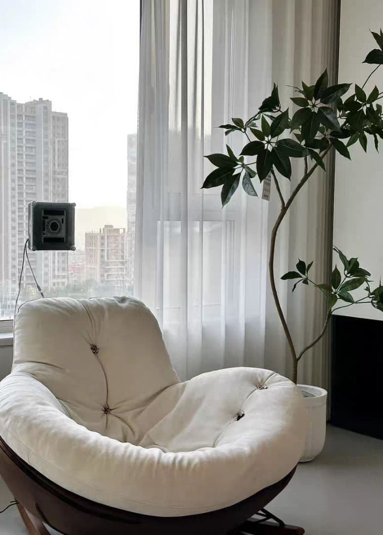 クリーム色 ロッキングチェア モダン