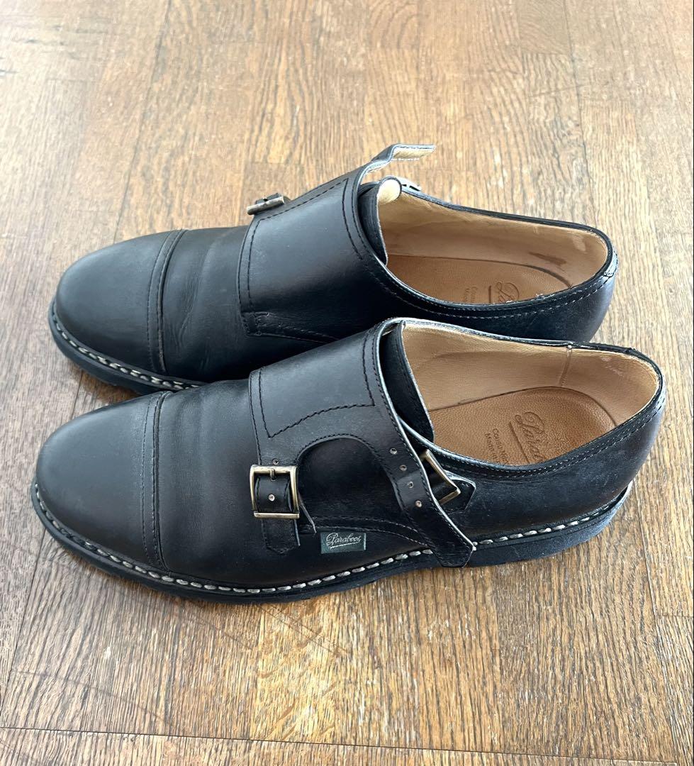Paraboots パラブーツ 黒 レザー ダブルモンクストラップシューズ 8