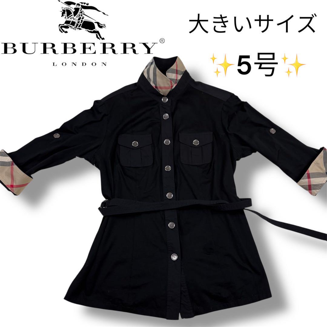 バーバリーロンドン　大きいサイズ　2XL ノバチェック　ベルト　黒　銀ボタン　綿