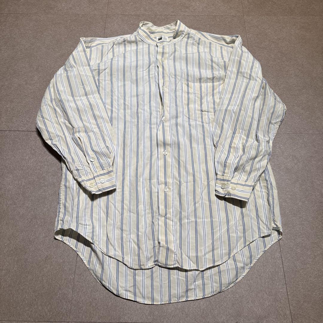 Miyake design studio 長袖シャツ　ノーカラー　ストライプ　M